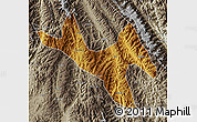 Physical Map of Zhenyuan, semi-desaturated