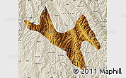 Physical Map of Zhenyuan, shaded relief outside