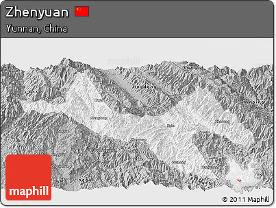 Gray Panoramic Map of Zhenyuan