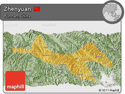 Savanna Style Panoramic Map of Zhenyuan