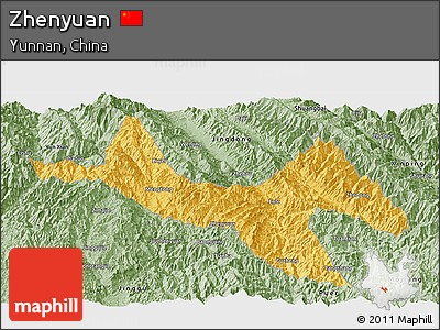 Savanna Style Panoramic Map of Zhenyuan