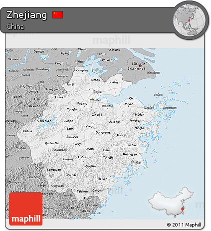 Gray 3D Map of Zhejiang