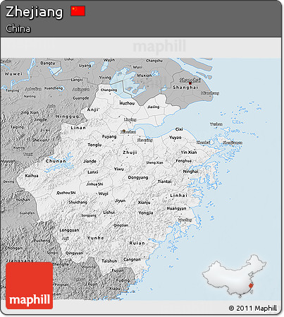 Gray 3D Map of Zhejiang