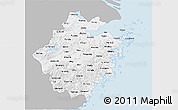 Gray 3D Map of Zhejiang, single color outside