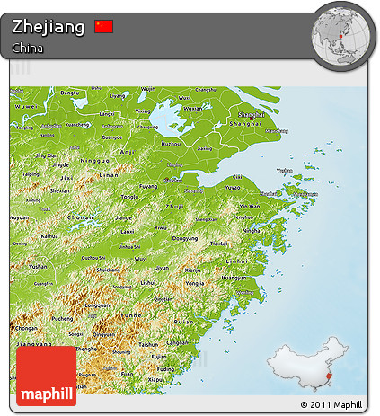 Physical 3D Map of Zhejiang