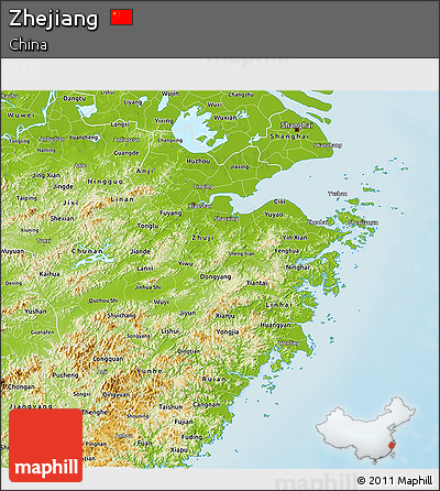 Physical 3D Map of Zhejiang