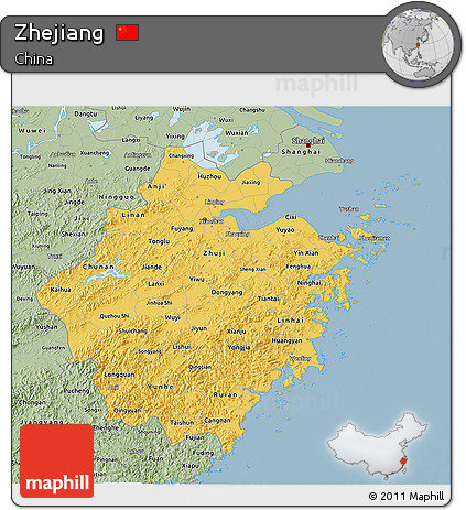 Savanna Style 3D Map of Zhejiang