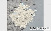 Shaded Relief 3D Map of Zhejiang, darken, semi-desaturated