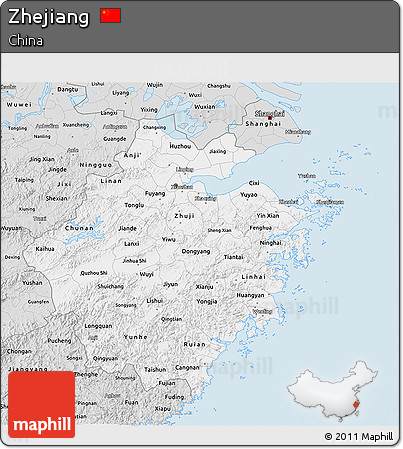Silver Style 3D Map of Zhejiang