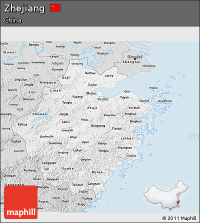 Silver Style 3D Map of Zhejiang