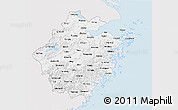 Silver Style 3D Map of Zhejiang, single color outside