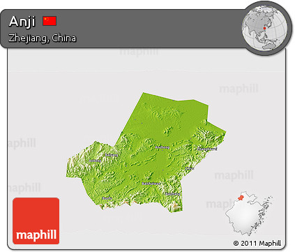 Physical 3D Map of Anji, cropped outside