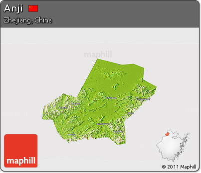 Physical 3D Map of Anji, cropped outside