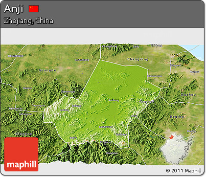 Physical 3D Map of Anji, satellite outside