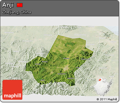 Satellite 3D Map of Anji, lighten