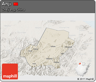 Shaded Relief 3D Map of Anji, lighten