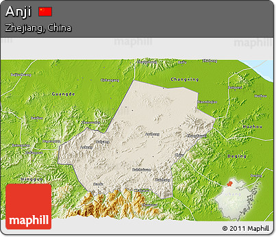 Shaded Relief 3D Map of Anji, physical outside