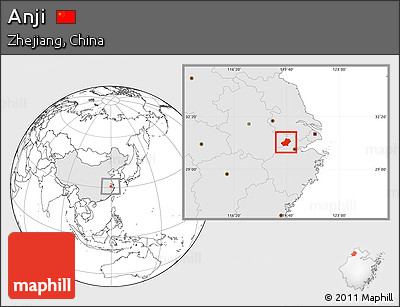 Blank Location Map of Anji, highlighted country