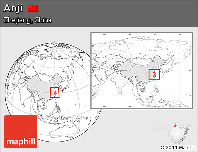 Blank Location Map of Anji, highlighted country, highlighted parent region, within the entire country