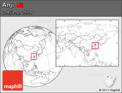 Blank Location Map of Anji, highlighted parent region, within the entire country