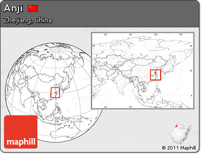 Blank Location Map of Anji, highlighted parent region, within the entire country