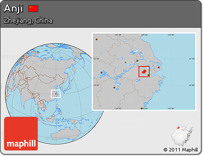 Gray Location Map of Anji