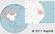 Gray Location Map of Anji, highlighted country, hill shading
