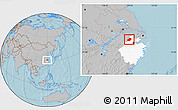 Gray Location Map of Anji, highlighted parent region, hill shading