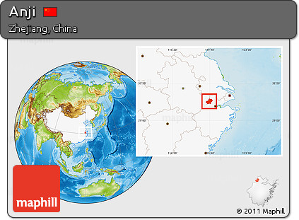 Physical Location Map of Anji, highlighted country