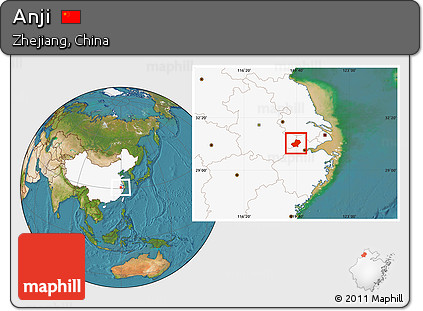 Satellite Location Map of Anji, highlighted country