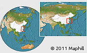 Satellite Location Map of Anji, highlighted country, highlighted parent region, within the entire country