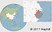 Savanna Style Location Map of Anji, highlighted country, highlighted parent region, hill shading