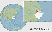 Savanna Style Location Map of Anji, highlighted parent region, hill shading