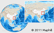 Shaded Relief Location Map of Anji, highlighted country, within the entire country