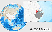 Shaded Relief Location Map of Anji, highlighted country, highlighted parent region