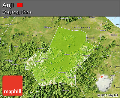 Physical Map of Anji, satellite outside