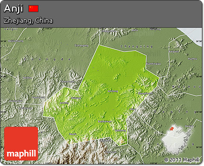 Physical Map of Anji, semi-desaturated