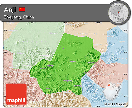Political Map of Anji, lighten