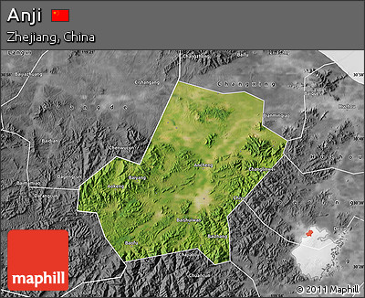 Satellite Map of Anji, desaturated