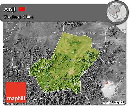 Satellite Map of Anji, desaturated