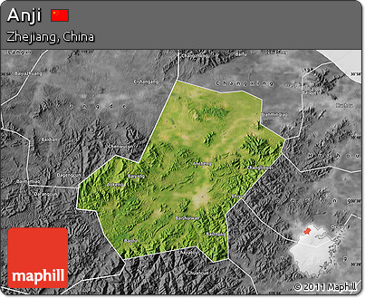 Satellite Map of Anji, desaturated