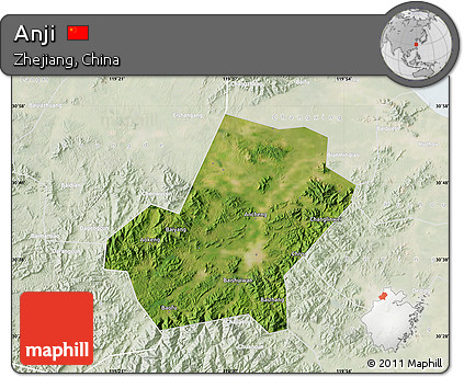 Satellite Map of Anji, lighten