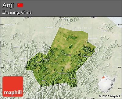 Satellite Map of Anji, lighten