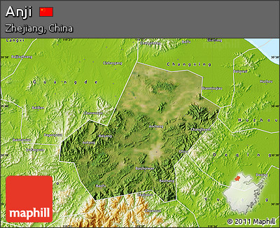 Satellite Map of Anji, physical outside