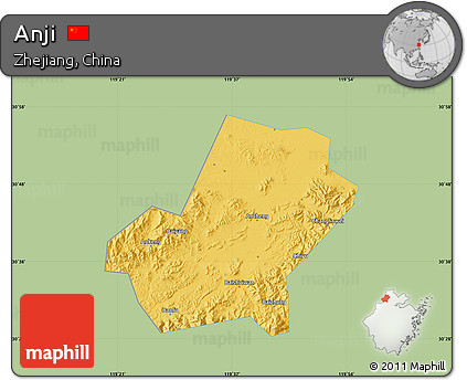 Savanna Style Map of Anji, single color outside