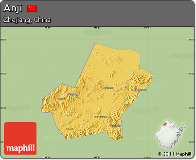Savanna Style Map of Anji, single color outside