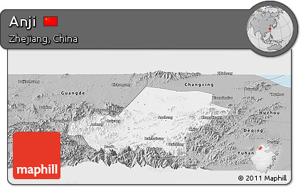 Gray Panoramic Map of Anji