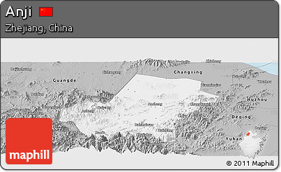 Gray Panoramic Map of Anji