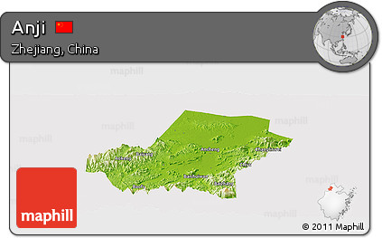 Physical Panoramic Map of Anji, cropped outside