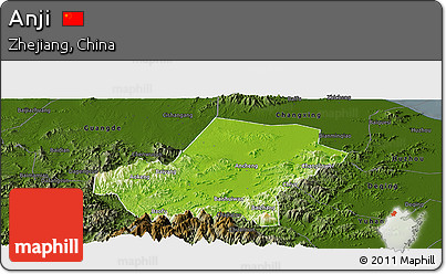 Physical Panoramic Map of Anji, darken